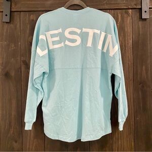 NWT spirit jersey Destin pool blue sparkle long sleeve xs t-shirt